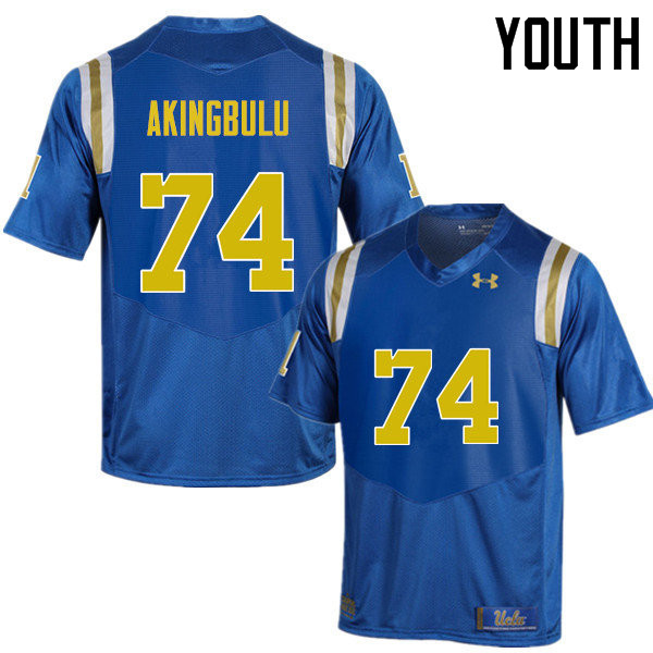 Youth #74 Alex Akingbulu UCLA Bruins Under Armour College Football Jerseys Sale-Blue - Click Image to Close